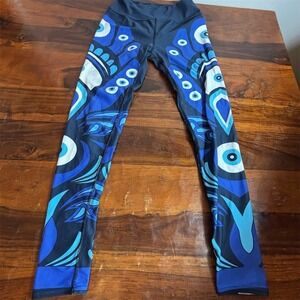 FiercePulse Leggings Womens Size M Blue Evil Eye Print High Waist Yoga